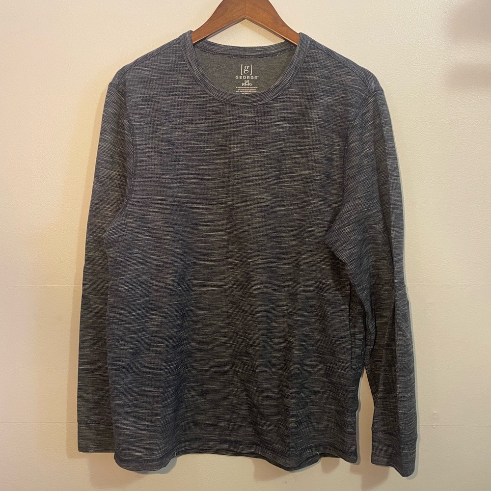 -Men’s Long Sleeve Navy Blue Cotton Shirt by George-